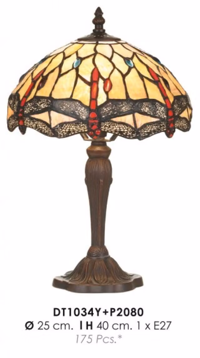 Casa Padrino Lampada sgabello Tiffany colorata Ø 25 x H. 40 cm - Lampada da tavolo Tiffany fatta a mano