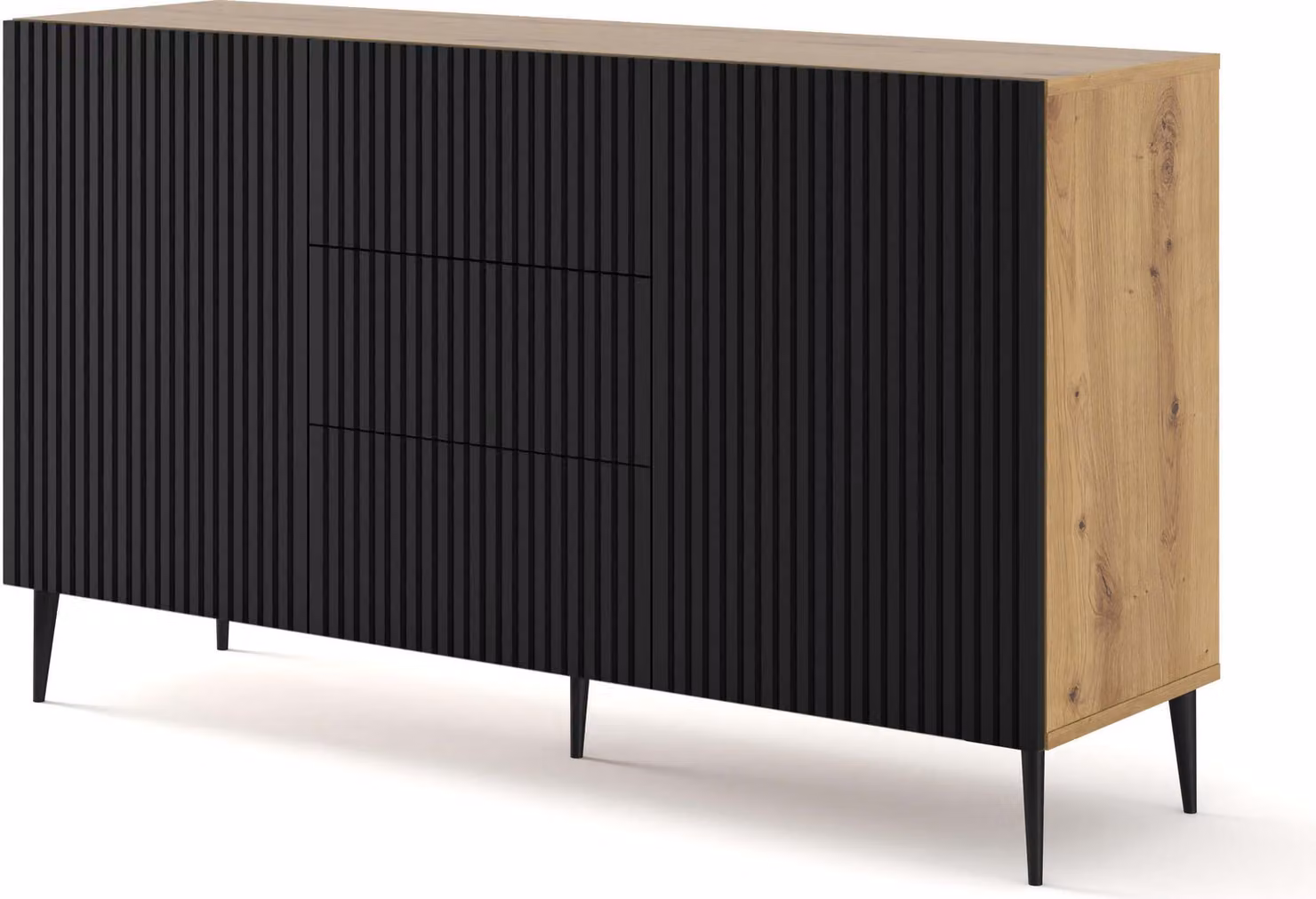 FURNLUX Credenza Ravenna B Beige E Nero 150cm / Colore principale: Nero / Dimensioni: 150 x 87 x 42 cm