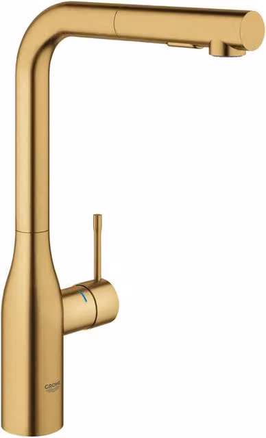 Rubinetto da cucina Grohe Essence con doccetta a L e maniglia in ottone color rame satinato