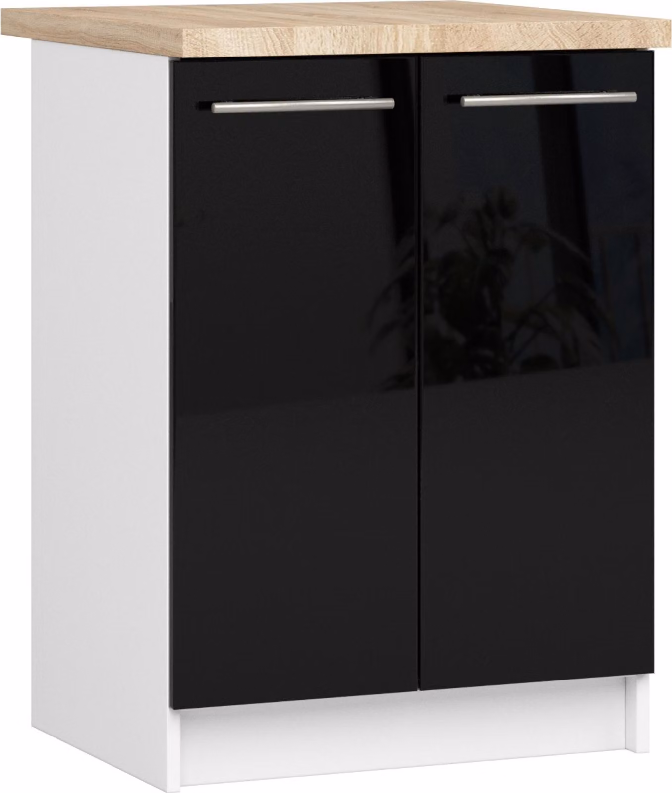 Akord Mobile Da Cucina Oliwia 2 Ante Con Ripiano Bianco/Nero Lucido 60X46X85 Cm