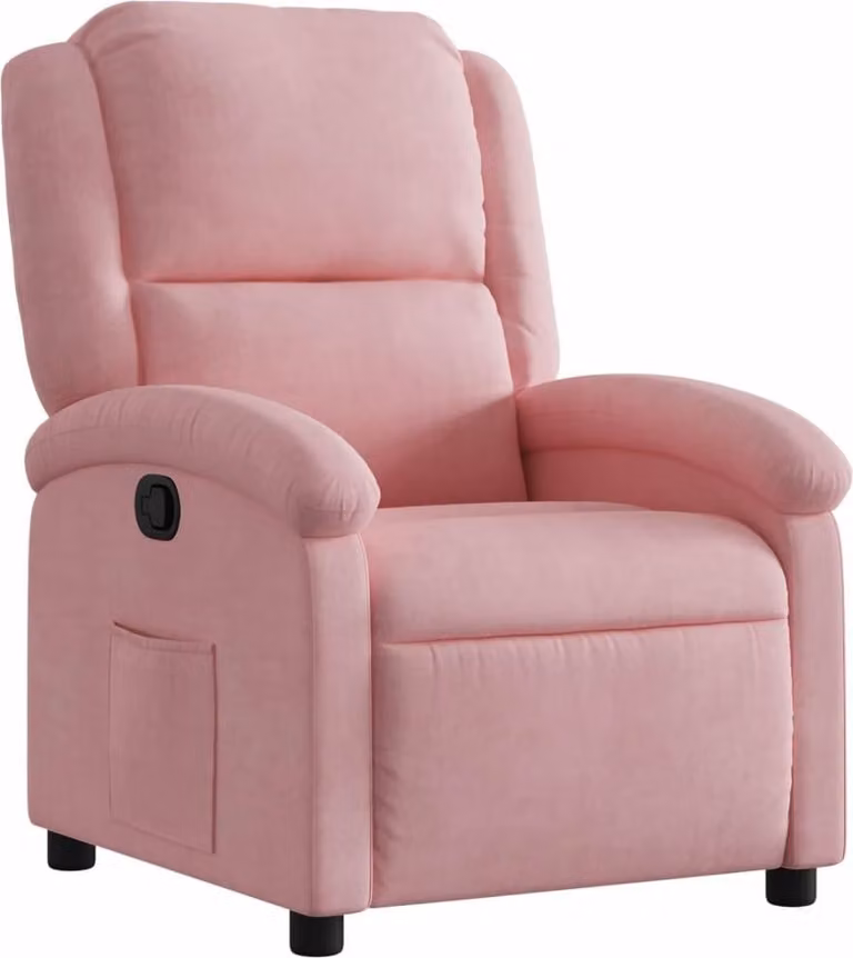Poltrona reclinabile in velluto rosa