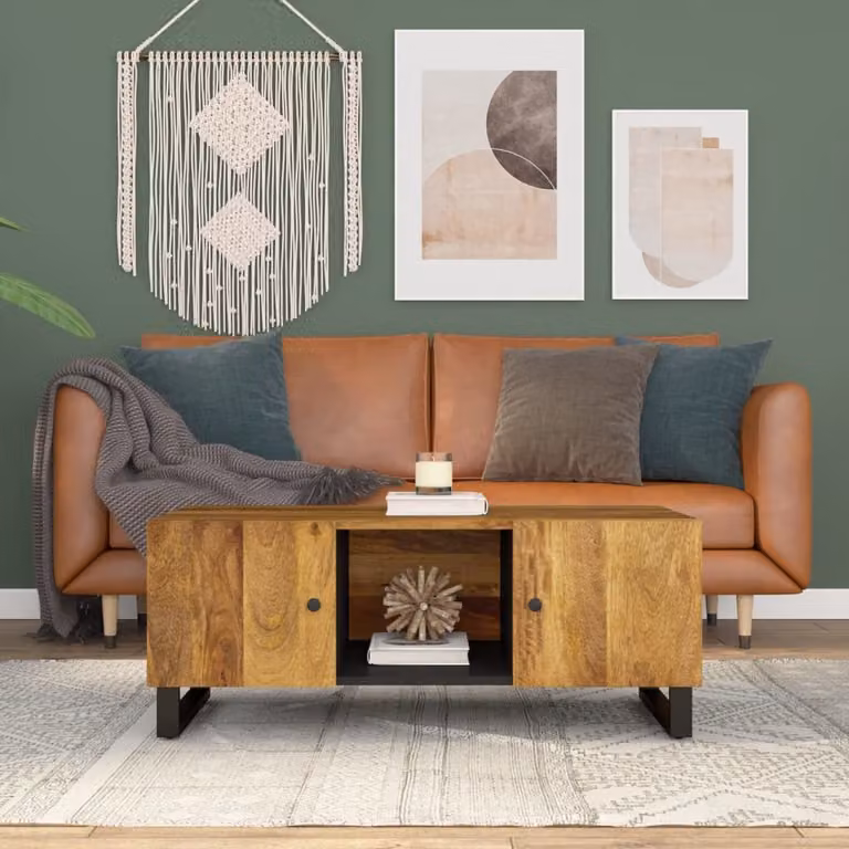 vidaXL Tavolino da Soggiorno Moderno in Legno di Mango e Multistrato, Colore Marrone, L/P/H: 100 x 54 x 40 cm