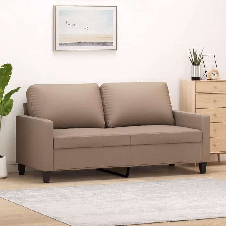 Divano a 2 posti moderno vidaXL in similpelle beige o marrone con struttura in metallo per il tuo soggiorno