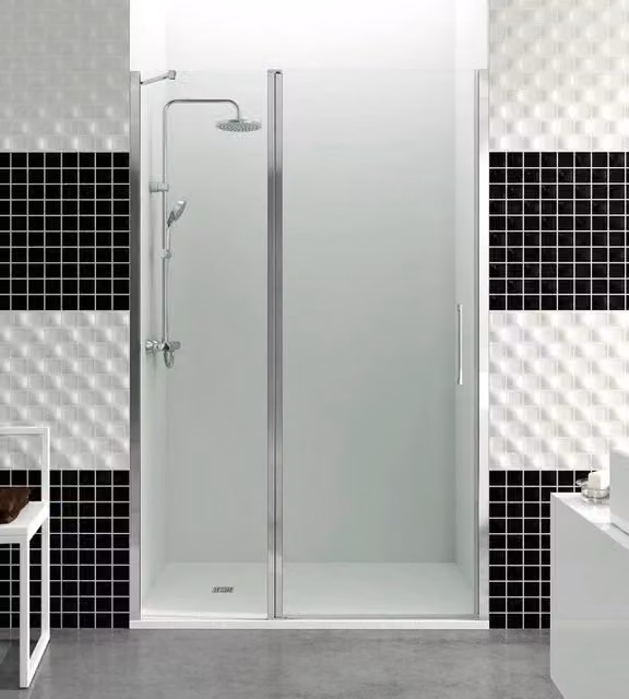 Box doccia frontale OPEN fisso 40 + porta battente 70 110 cm (110-115) cromo lucido vetro trasparente