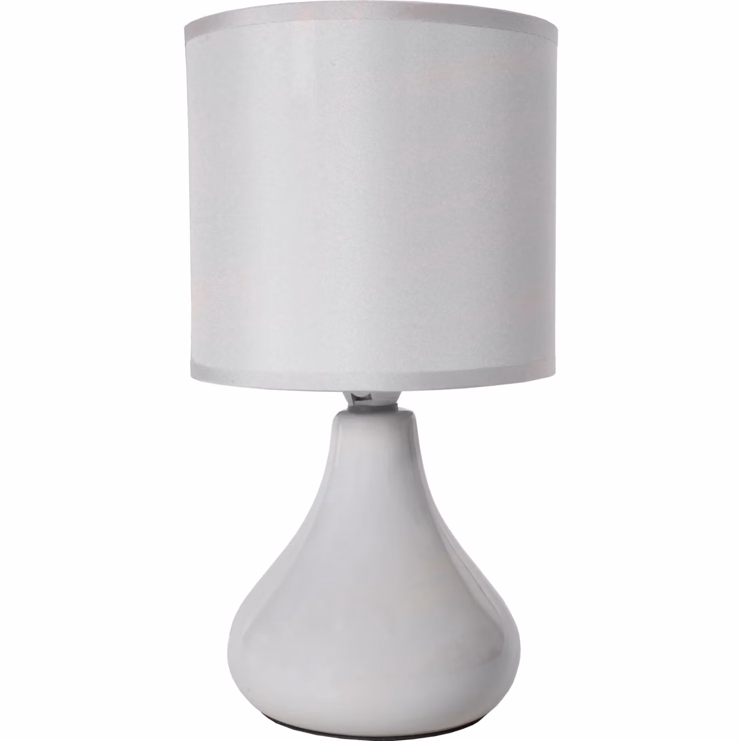 DICTROLUX Lampada da tavolo in ceramica grigia con paralume in tessuto, Altezza: 26 cm