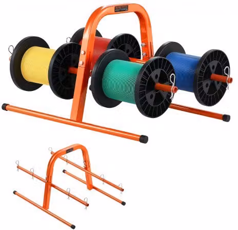 Supporto per bobine di filo VEVOR in metallo arancione per 8 bobine, ideale per uso elettrico, industriale e di precisione, L: 38,0 cm, P: 31,5 cm, H: 58,5 cm
