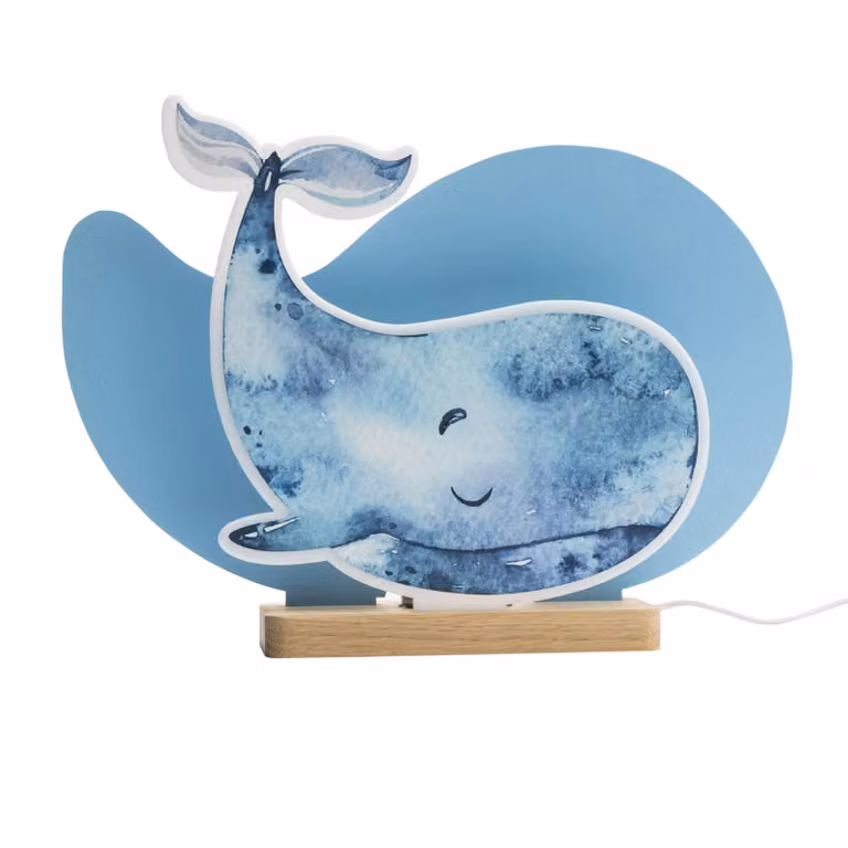 Elobra Lampada da tavolo Paul Pottwal, dimmerabile, Blu, Cameretta, Legno, Lampada da tavolo