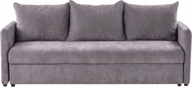 Divano letto Beliani a 3 posti in tessuto con cuscini rimovibili e funzione letto, stile moderno, colore tortora/grigio, L: 222 cm, P: 90 cm, H: 101 cm