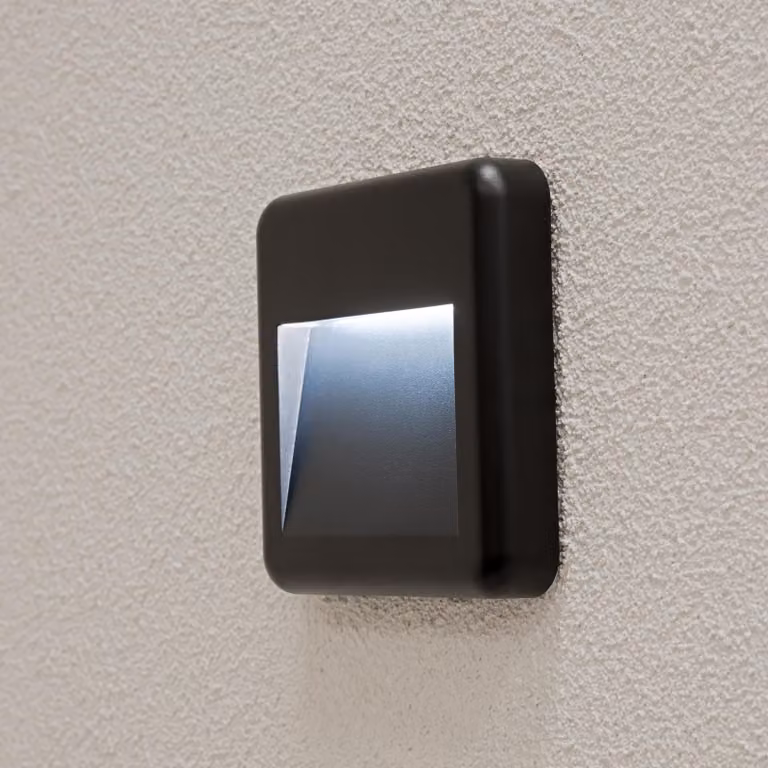 LUMILED Lampada da parete a LED 4W 440lm CCT 3000 - 6500K IP65 Impermeabile Quadrato Nero Illuminazione scale interne all'aperto Illuminazione a parete moderna Giardino Corridoio Impermeabile Efficienza energetica 230V per terrazza Balcone Facciata