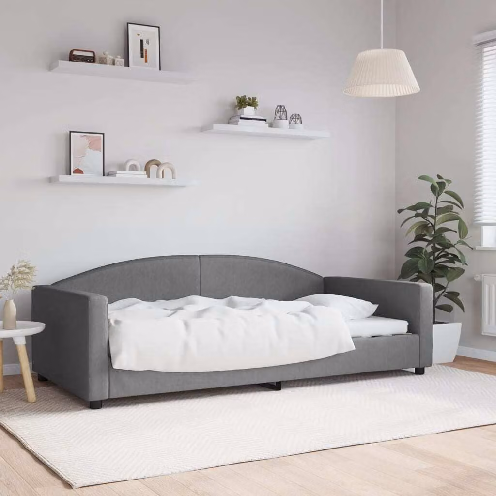 Maison Exclusive - Letto a giorno, colore grigio scuro, 100x200 cm, tessuto