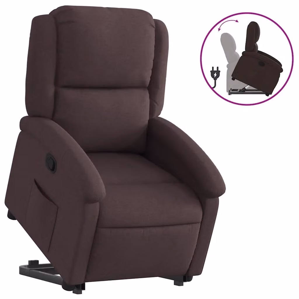 Poltrona Alzapersona Reclinabile vidaXL Marrone con Assistenza Elettrica e Braccioli – 2