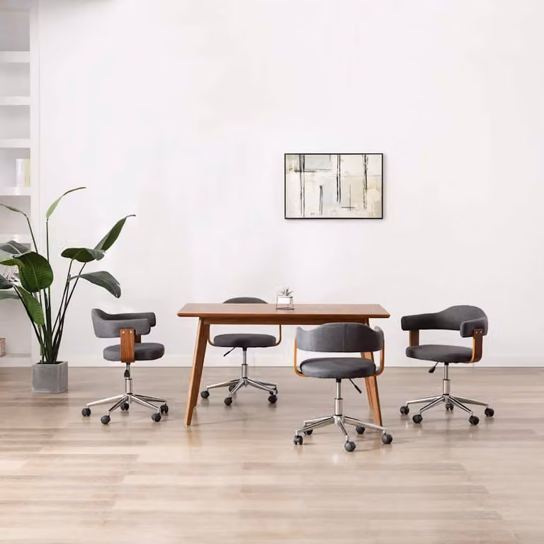 Set di 4 sedie da pranzo girevoli a 360 gradi vidaXL in legno e tessuto grigio per soggiorno o ufficio