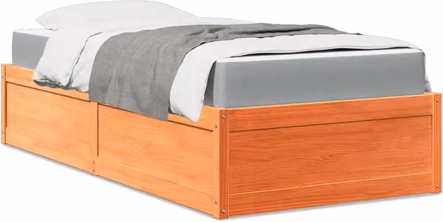 Letto con Materasso Marrone Cera 90x200cm Legno Massello Pino 3281945