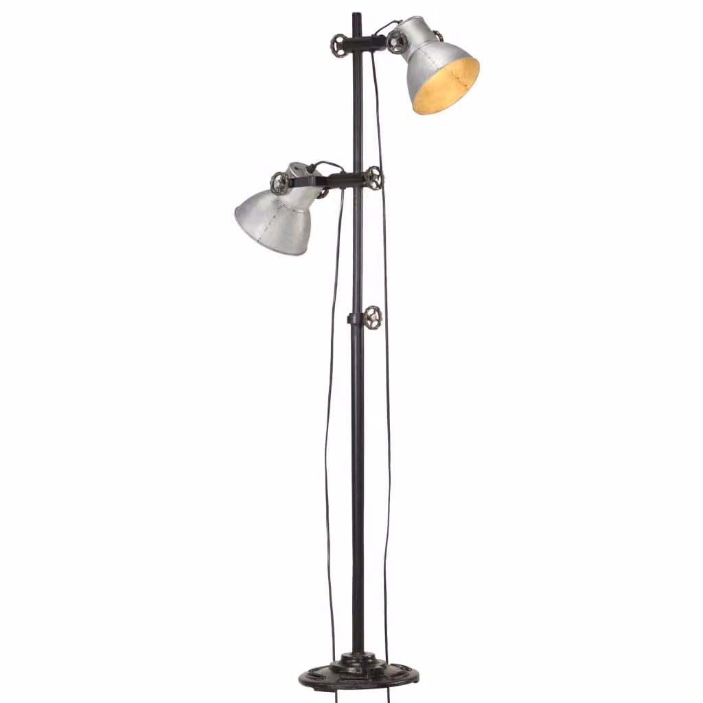 The Living Store Lampada da terra a 2 luci in ghisa argento E27