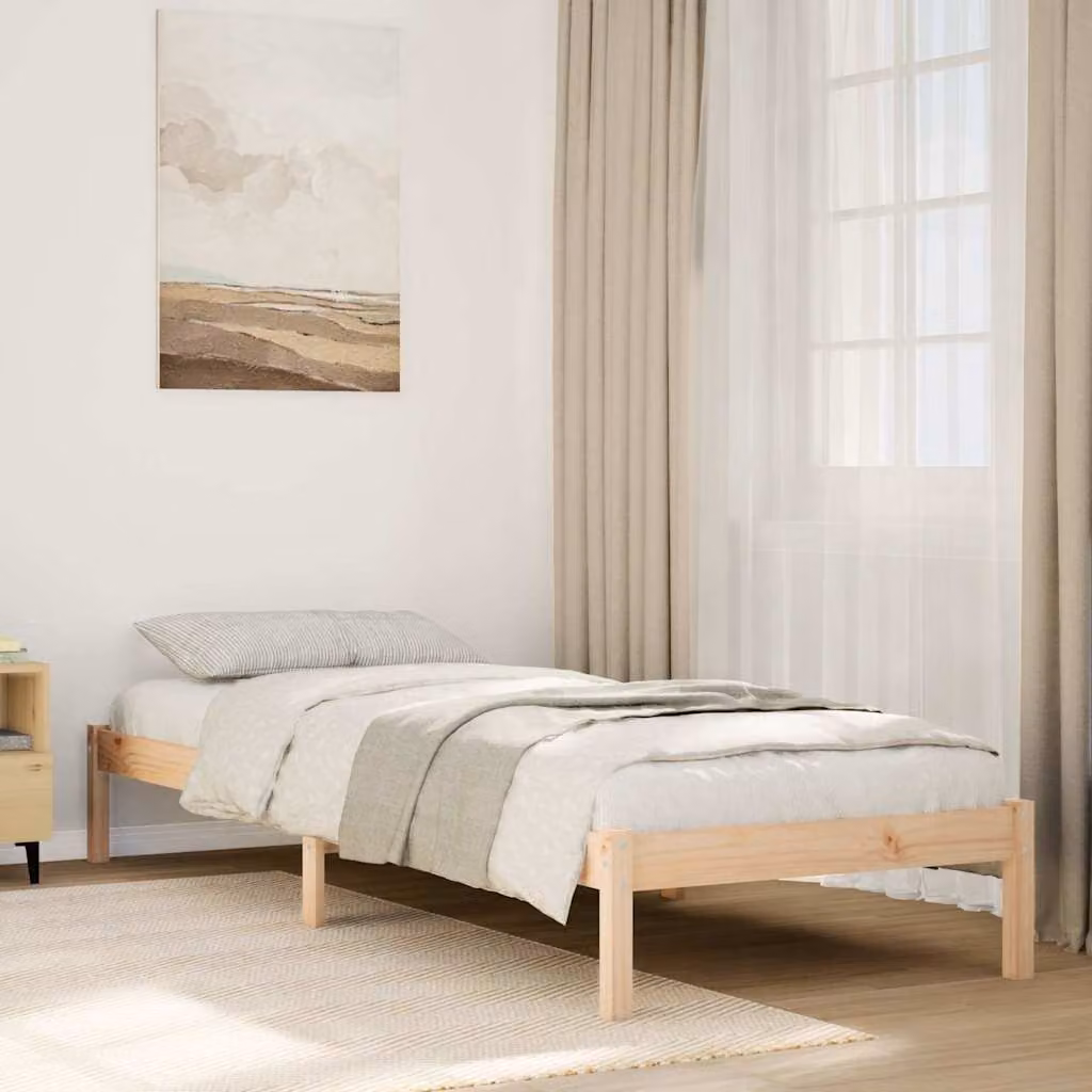 Letto extra lungo vidaXL in legno di pino naturale marrone senza materasso L: 180 cm, P: 200 cm, H: 215,5 cm