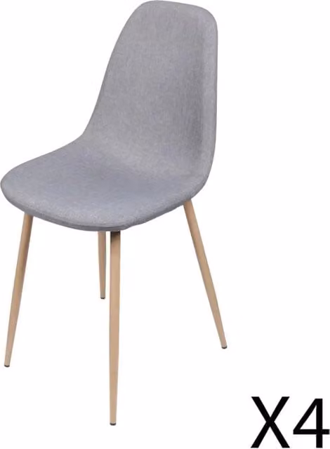 Set di 4 sedie in tessuto grigio chiaro con gambe in metallo Meublorama Collezione NORDICA L/P/H: 45 x 54 x 87 cm, altezza seduta: 49 cm