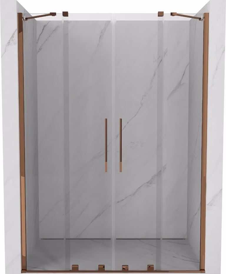 Mexen Velar Duo porte doccia scorrevoli 140 cm, trasparente, oro rosa - 871-140-000-02-60