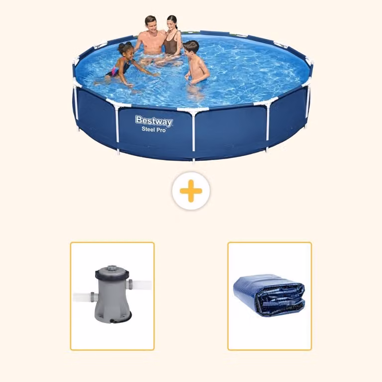 Bestway Steel Pro, piscina in acciaio, forma rotonda - 366x76 cm - composta da 3 parti, modello S22308