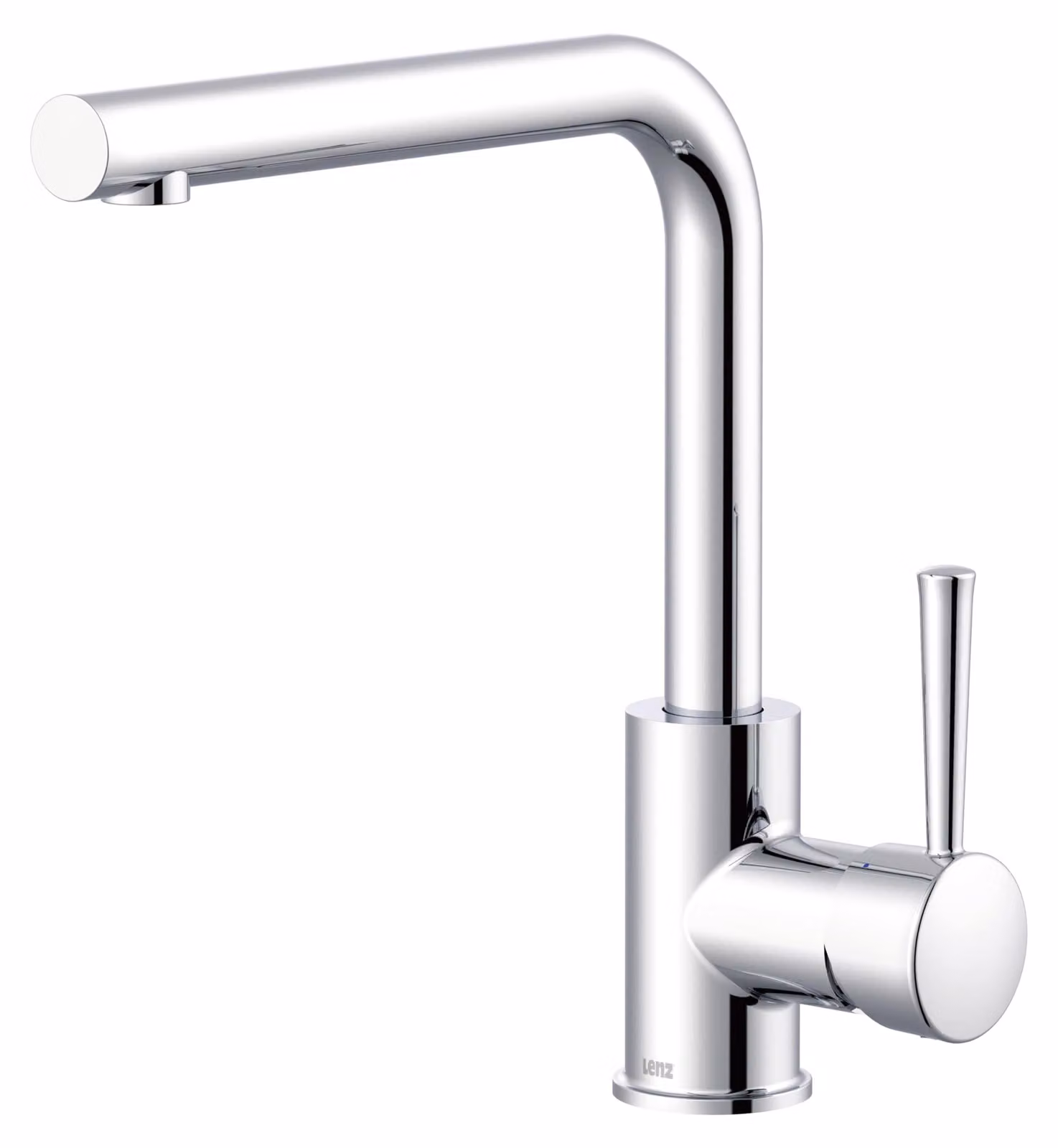 Miscelatore per lavabo a forma di L, cromato, altezza 25 cm, girevole a 360°, in ottone