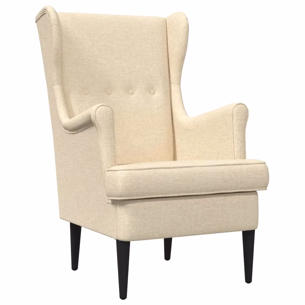 Poltrona Lounge Mid-Century in Tessuto Beige con Braccioli e Struttura in Legno e Metallo 800721 L: 79 cm, P: 65 cm, H: 100 cm – 2