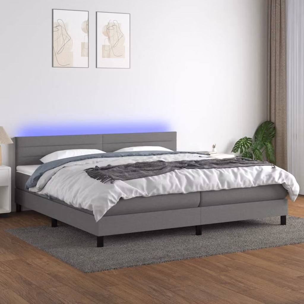 Maison Exclusive - Letto a Molle Materasso e LED Grigio Scuro 200x200cm in Tessuto