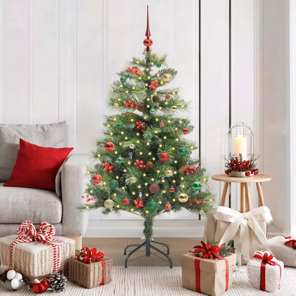 Albero di Natale artificiale verde vidaXL con 150 LED luce bianca calda in PVC e metallo