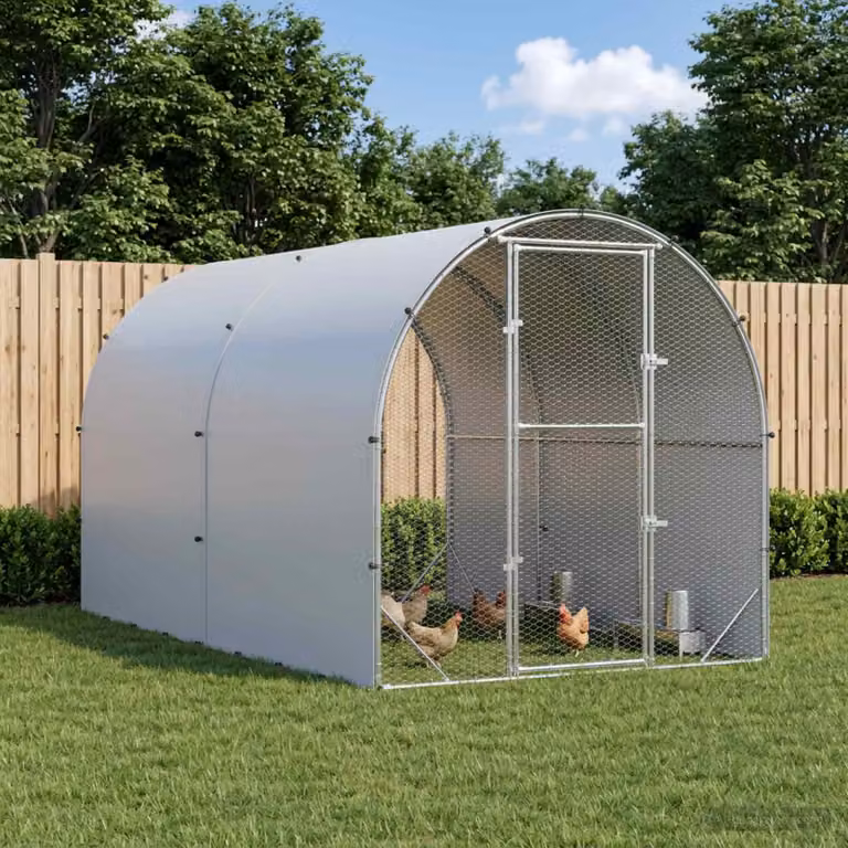 vidaXL Pollaio Argento 400 x 200 x 200 cm Acciaio zincato