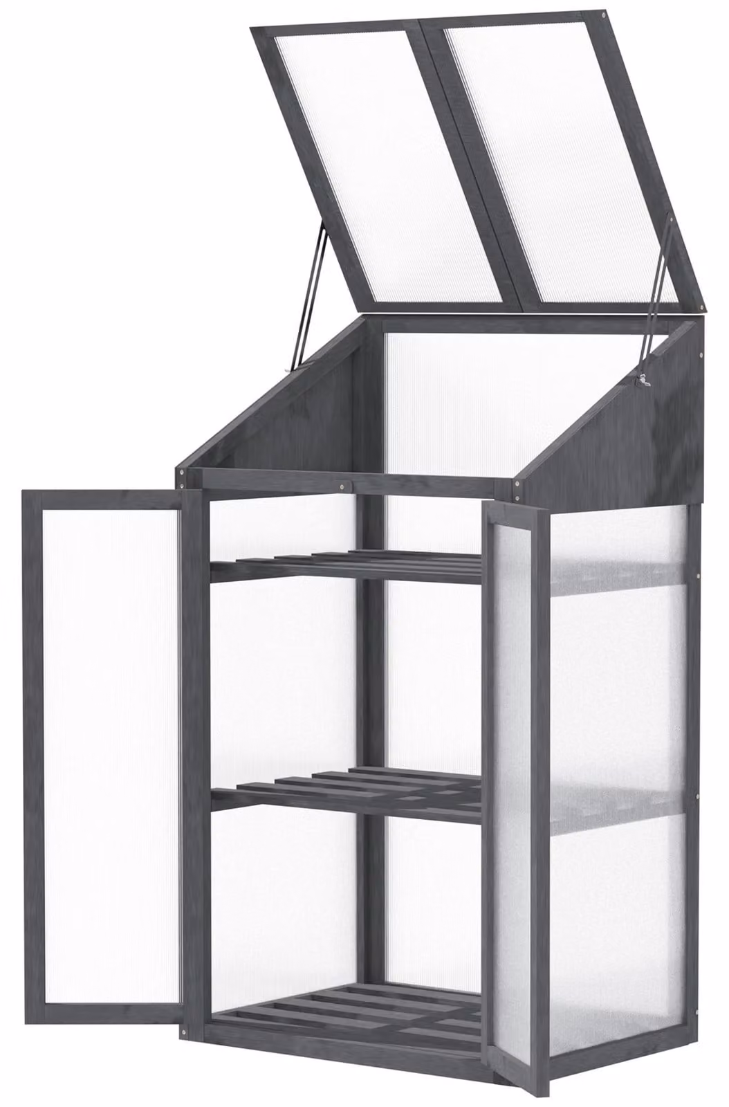 Serra da giardino in legno Outsunny, mini serra 70 x 50 x 120 cm, serra grigia