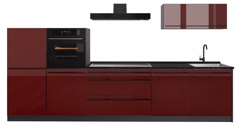 Cucina componibile Vicco R-Line Rosso lucido/Antracite 340 cm piano di lavoro Antracite, Model 66513
