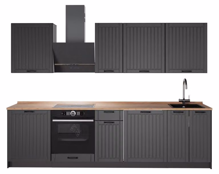 Cucina componibile Vicco Fame-Line Grigio scuro/Antracite 280 cm, PL Rovere, Model 64158