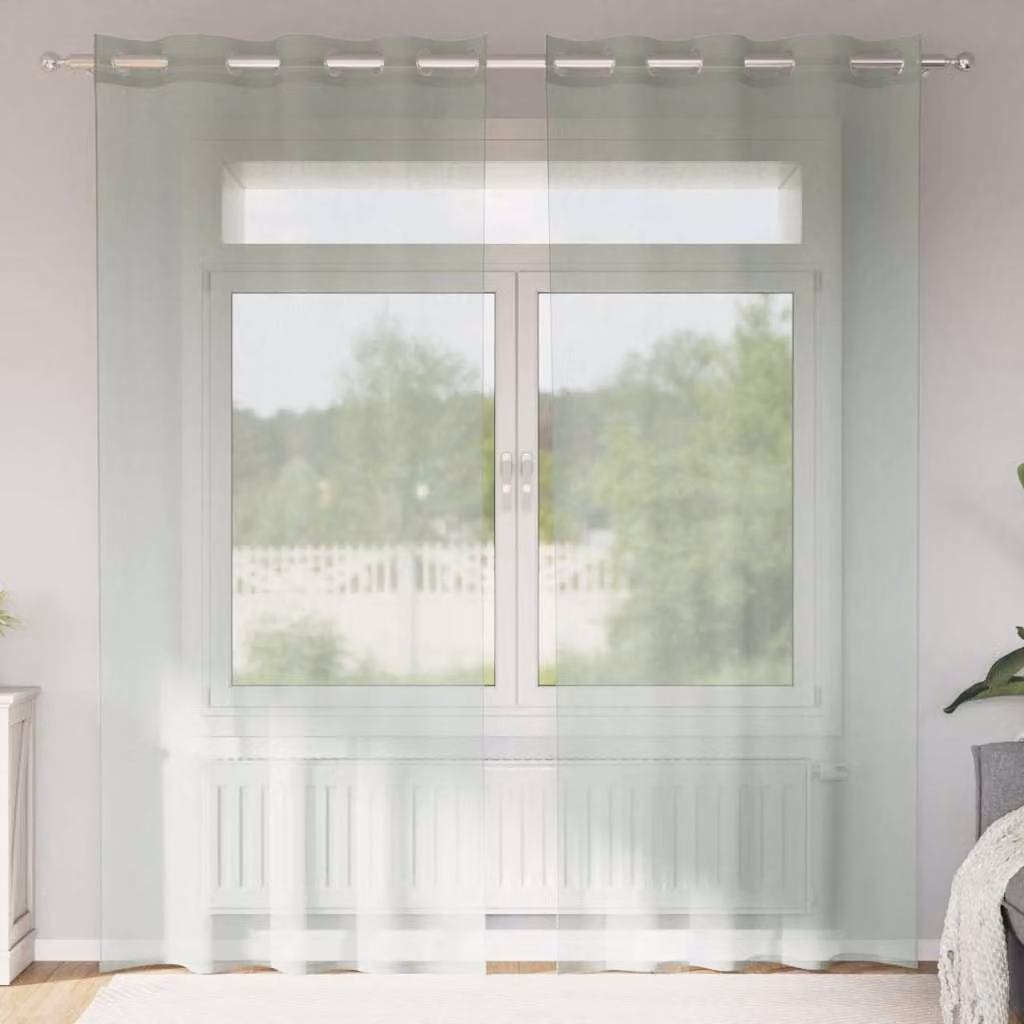 Set di 2 tende in voile semi-trasparenti vidaXL con occhielli, colore grigio, L: 140 cm, H: 245 cm