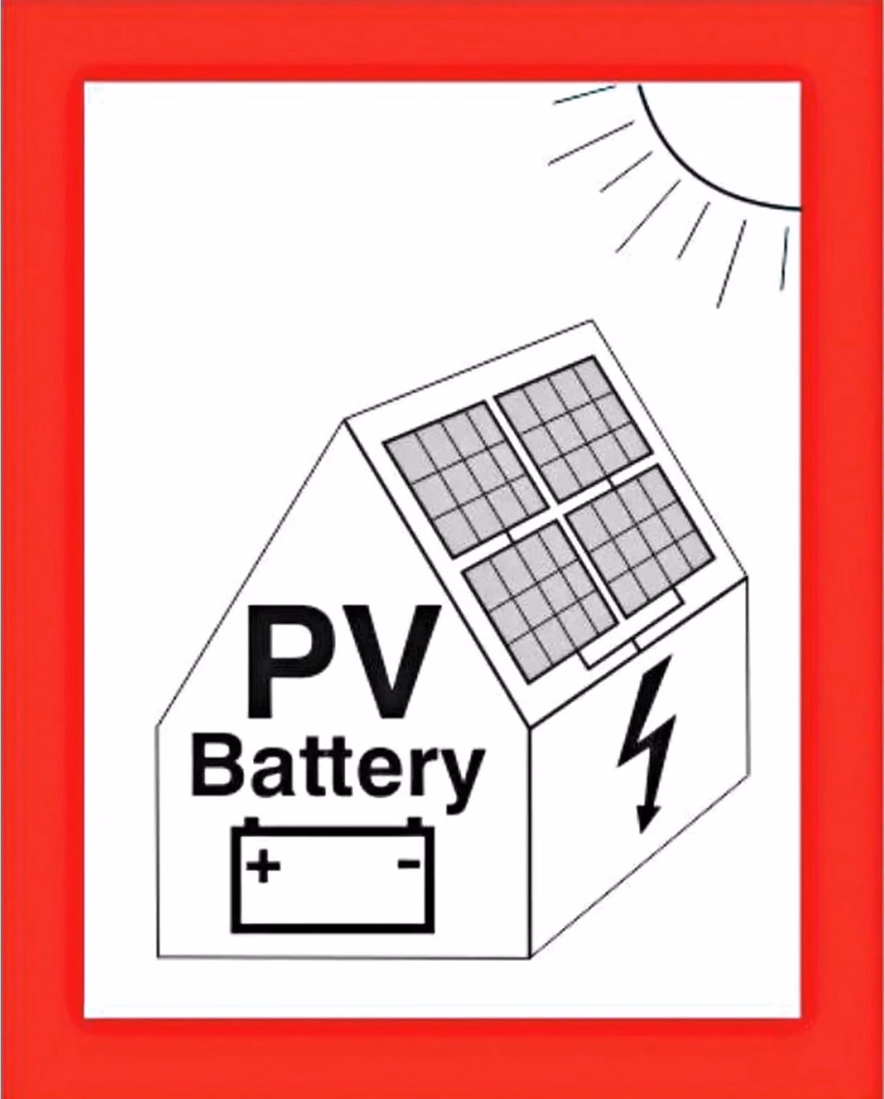 Segnaletica antincendio Cimco, impianto fotovoltaico + batteria, 1 pz.