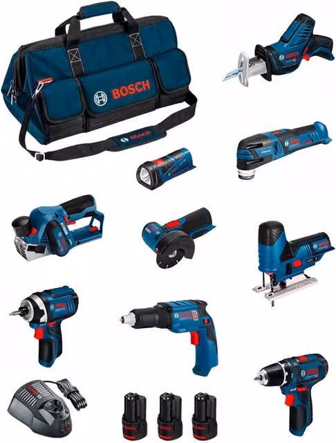 Kit utensili elettrici Bosch BMKB9-28CD3 blu con batterie ricaricabili da 2,0 Ah – 1
