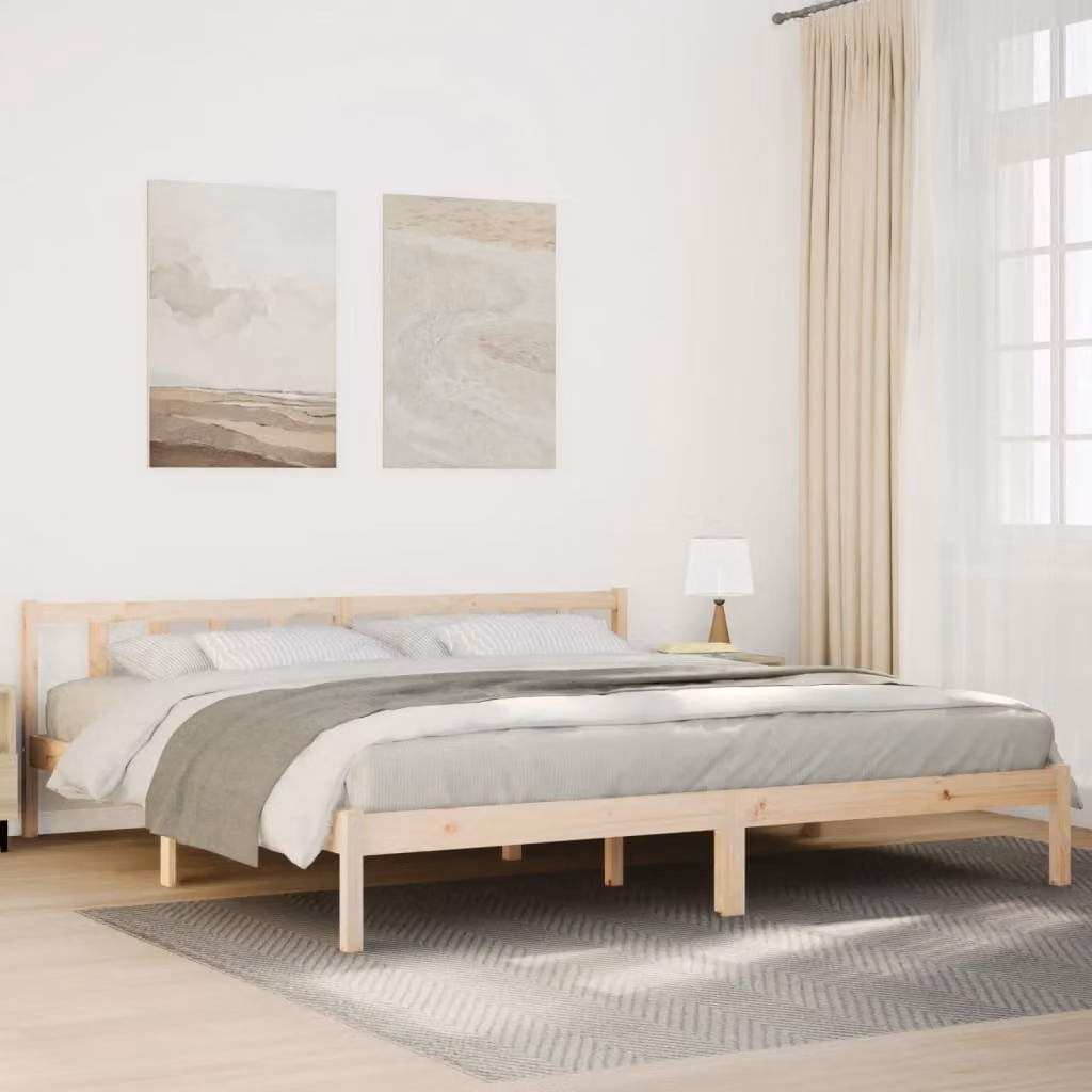 Letto extra lungo vidaXL in legno di pino rustico marrone senza materasso L/P: 200 x 220 cm