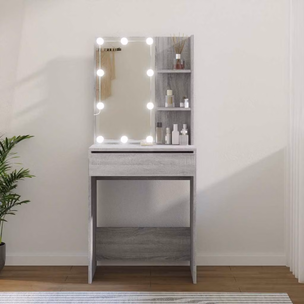 vidaXL Toeletta con LED Grigio, L: 60 cm, P: 40 cm, H: 140 cm