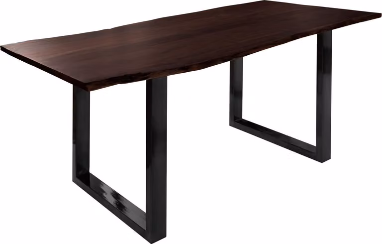 MASSIVMOEBEL24 | FREEFORM 3 Tavolo da pranzo in legno di acacia - laccato marrone /gambe in ferro - antracite lucido 180x90x76