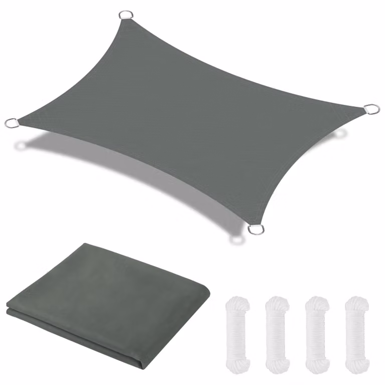 Telo parasole rettangolare, dimensioni 3m x 4m, grammatura 160 g/m², impermeabile
