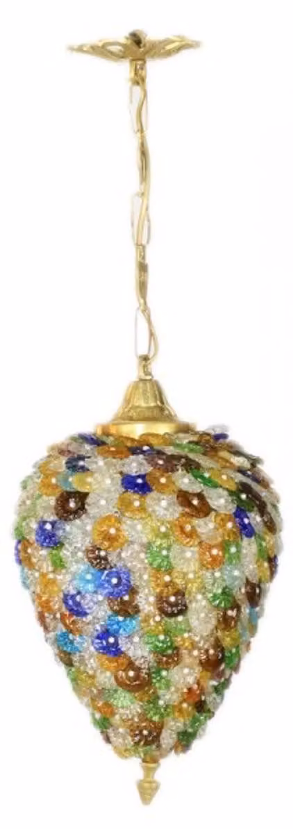 Casa Padrino Lampada a sospensione da soffitto barocca colorata 20 x H 50 cm - lampada in vetro