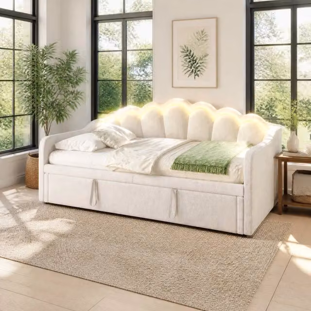 Letto con letto estraibile 90x200 cm; multifunzione in velluto e MDF