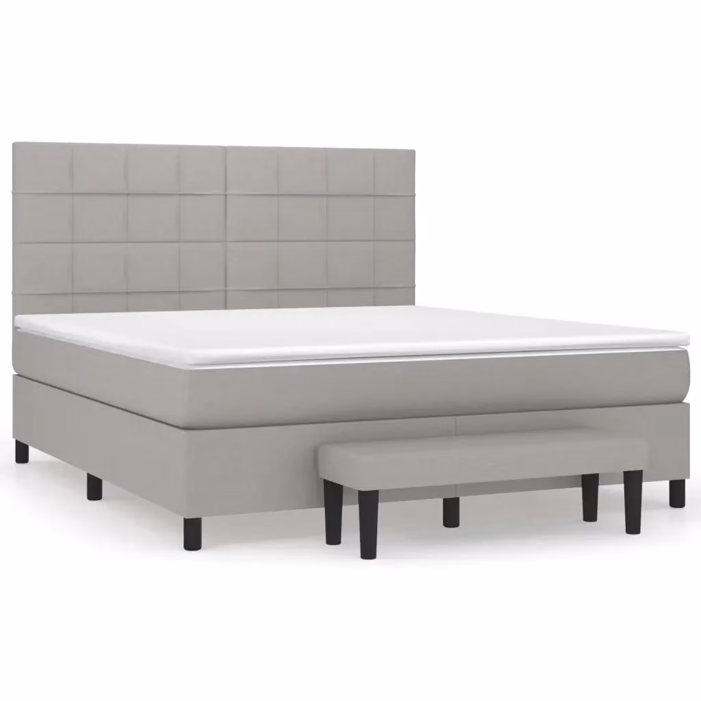 Letto Ibrido con Giroletto a Molle e Materasso vidaXL Grigio Chiaro e Bianco L/P/H: 160 x 200 x 128 cm – 2