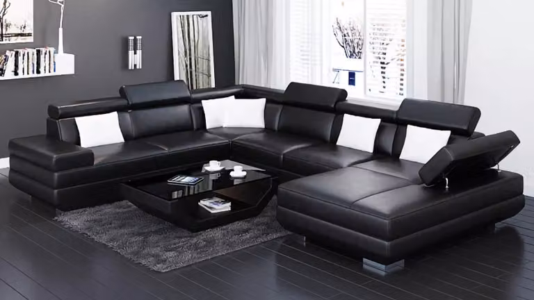 Ecksofa Wohnzimmer Design Moderne Eckcouch Lederpolster Couch Sofa U-Form Möbel