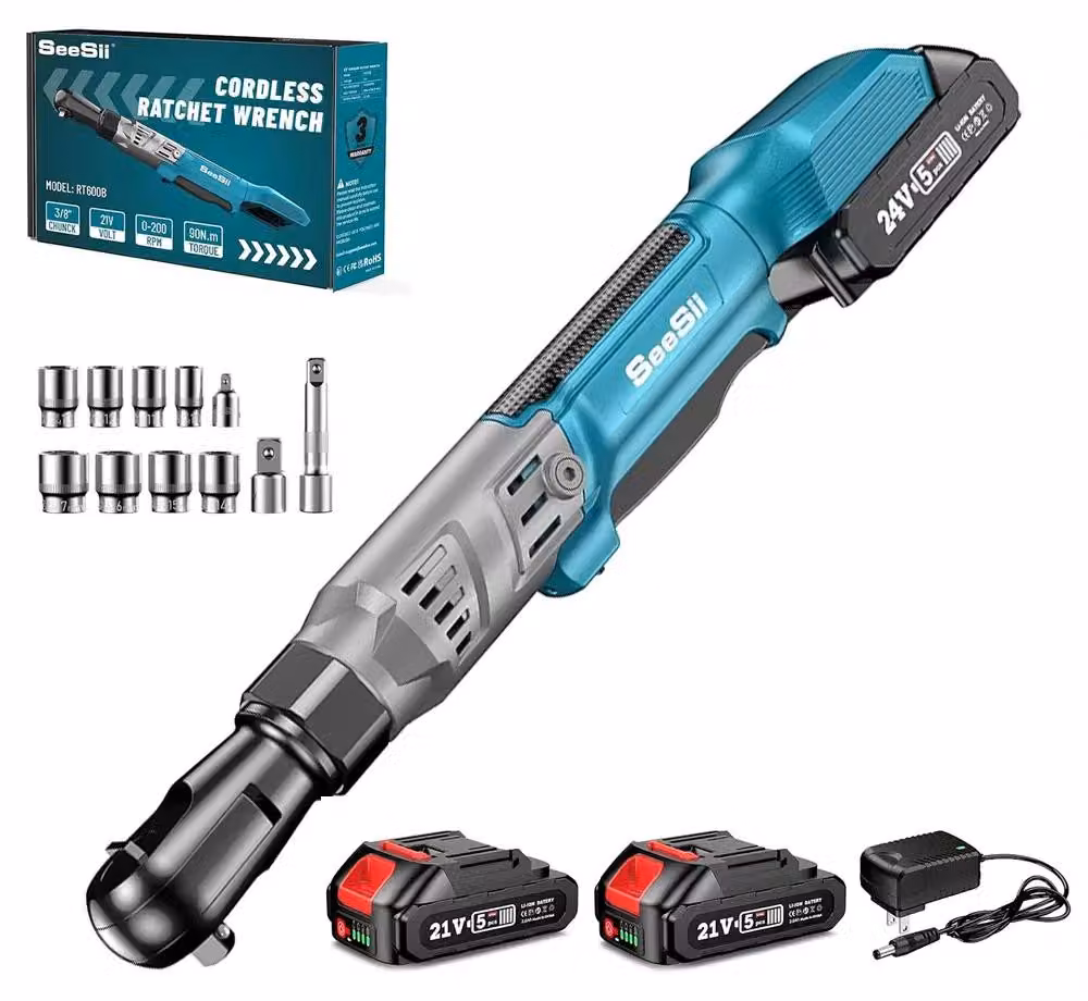 Avvitatore a impulsi elettrico a batteria - 0,95 cm di quadrante - 90 Nm - 21 V - 2 batterie al litio da 2,0 Ah - Spina di tipo europeo