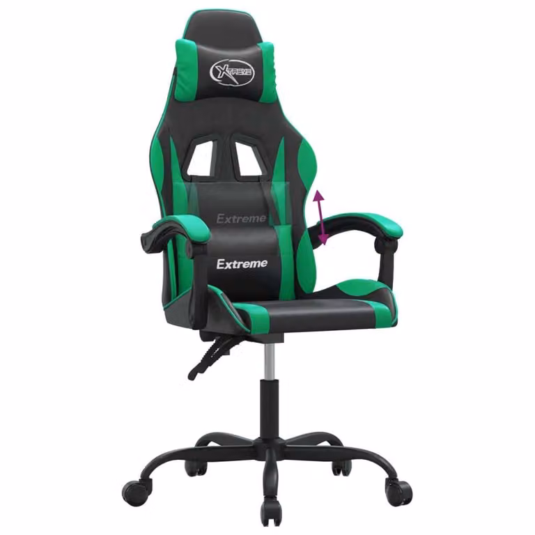 Sedia da Gaming Nera e Verde in Pelle finta