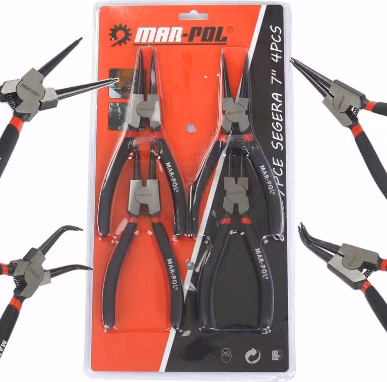 MAR-POL Pinze Seeger - per anelli di sicurezza 7", set di 4 M50060