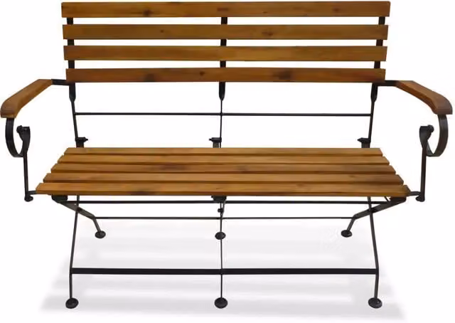 Panchina da giardino pieghevole vidaXL in legno di acacia marrone con braccioli L: 112 cm