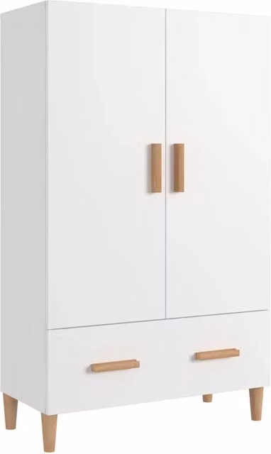 Credenza moderna bianca in legno multistrato per sala da pranzo, sospesa, L 70 cm x P 31 cm x H 115 cm