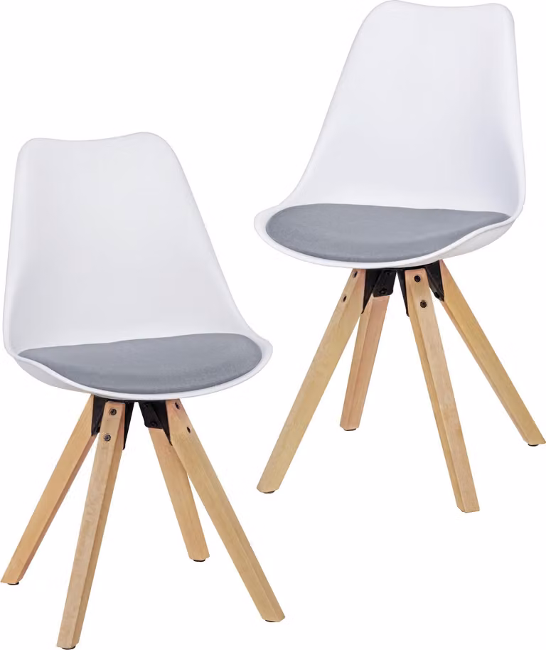 set di 2 sedie da pranzo retrò LIMA bianco/grigio | Sedia imbottita