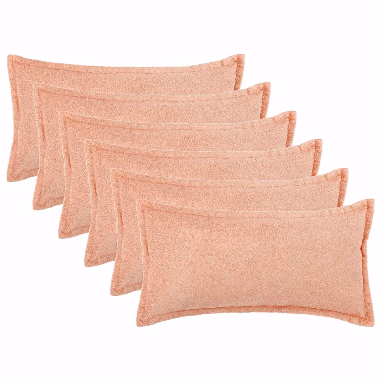 Set di 6 federe vidaXL HOUTEN rosa in tessuto bouclé, L 80 x P 40 cm