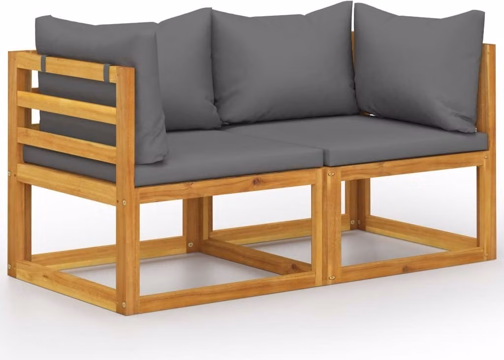 The Living Store Panca da giardino a 2 posti con cuscini grigio scuro