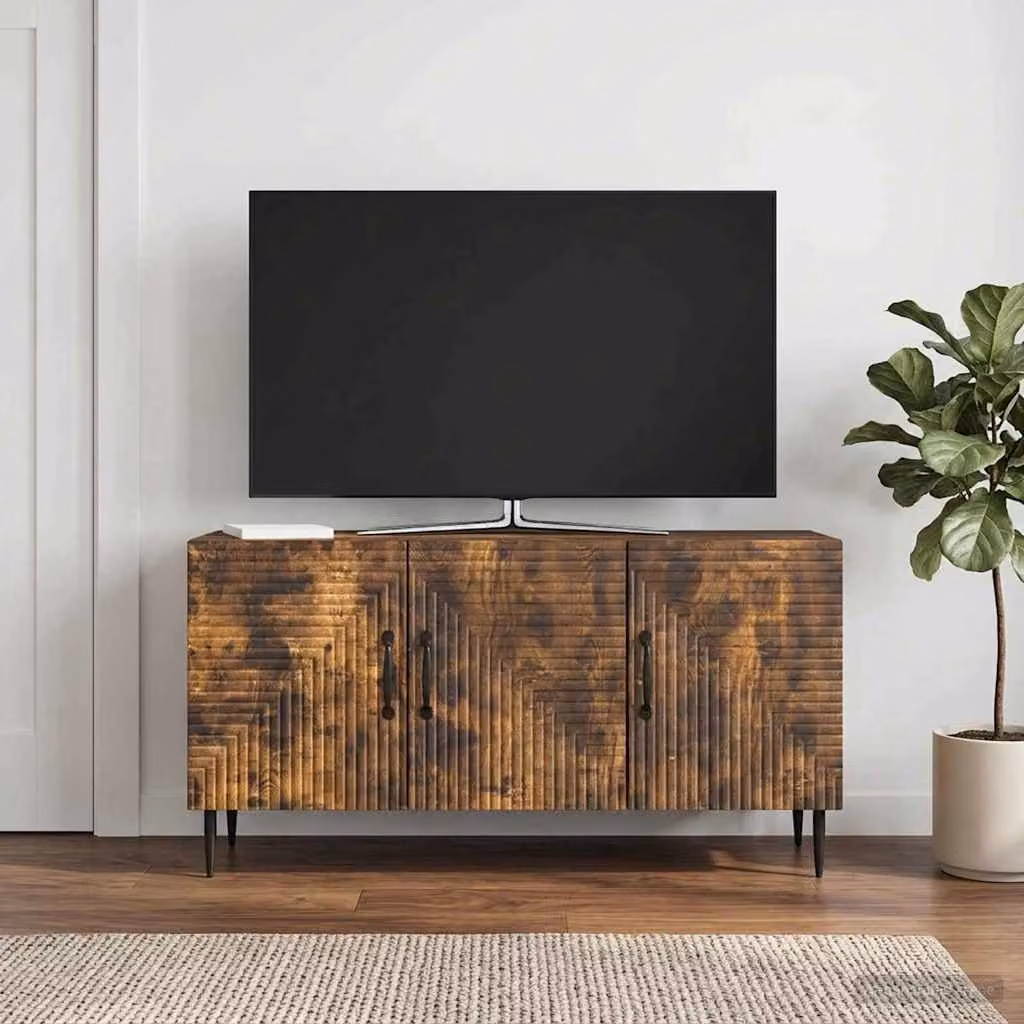 Mobile TV vidaXL Rovere Fumo in Legno Ingegnerizzato e Metallo, L 99 x P 34,5 x H 50 cm